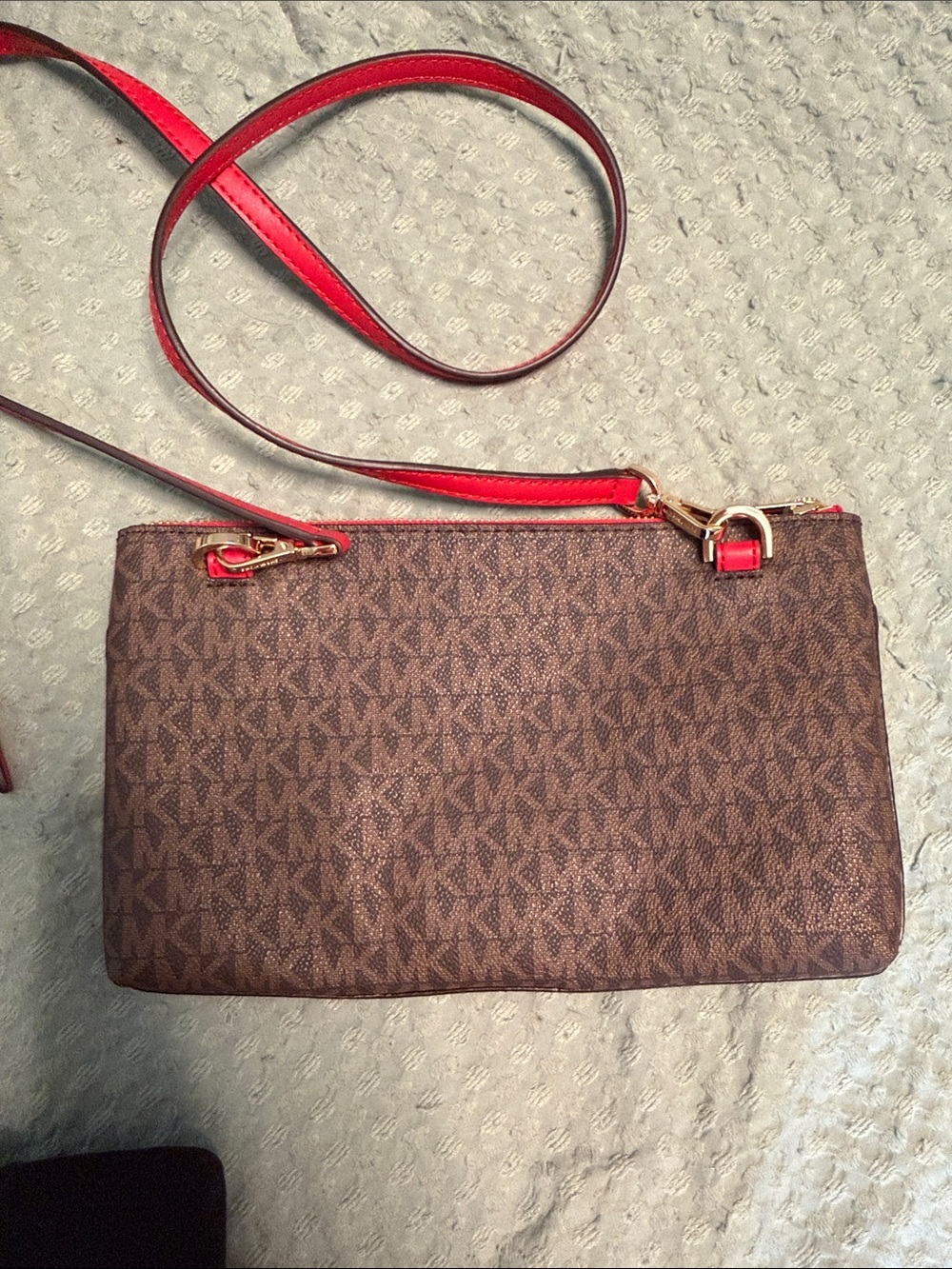 Michael Kors Brown and Red Signature Crossbody Bag - Picture 4 of 4